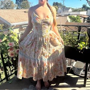 Spell Cream Maxi Dress with Pastel Floral Print